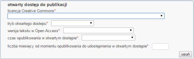 OTWARTY DOSTĘP DO PUBLIKACJI POLE OBOWIĄZKOWE Zawiera informacje o tym, czy publikacja jest dostępna w Internecie w Otwartym (darmowym) dostępie (tylko oficjalne źródła!