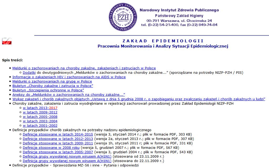 System ostrzegania i alarmowania Monitoring zagrożeń biologicznych Narodowy Instytut Zdrowia Publicznego - Państwowy Zakład Higieny.