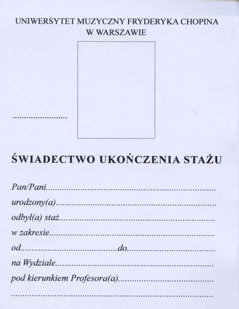 podyplomowych i staży