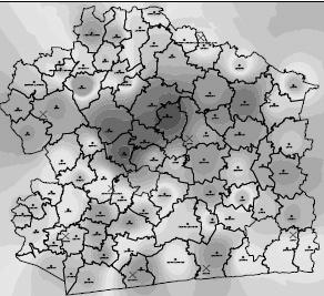 Marek Ogryzek, Krystyna Kurowska Geostatystyczne metody opracowywania map średnich cen transakcyjnych gruntów rolnych niezabudowanych 403 ści opcje metod interpolacji wraz z semiwariogramami