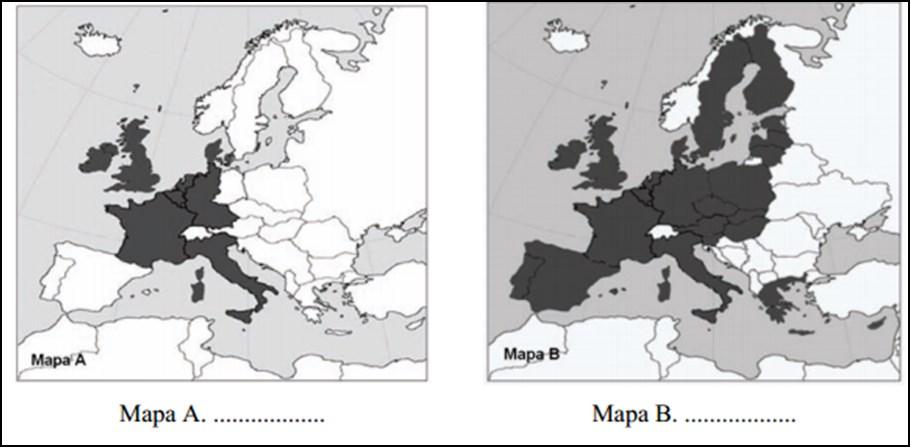 ZADANIE Z MATURY Poniżej znajduje się zadanie, które pojawiło się w arkuszu maturalnym. Mapy przedstawiają proces rozwoju terytorialnego Unii (Wspólnot) Europejskiej.