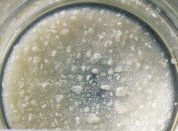 Próbki łupka mioceńskiego, po wstępnym oddziaływaniu roztworu polimeru ponownie dyspergowane w wodzie, ulegają prawie całkowitej destrukcji (tablica 1b).