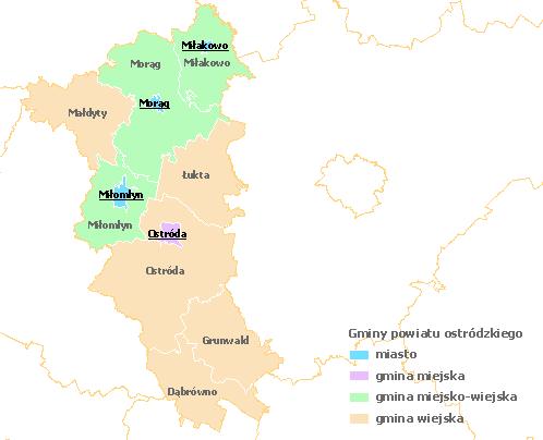 PODSTAWOWE INFORMACJE CHARAKTERYZUJĄCE OBSZAR GMINY OSTRÓDA POŁOŻENIE GEOGRAFICZNE Gmina Ostróda położona jest w województwie warmińsko - mazurskim, w powiecie ostródzkim i graniczy od północy z