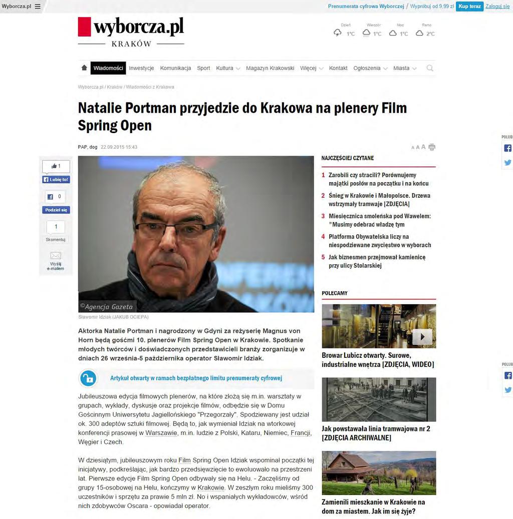Wyborcza.pl 22.09.2015 Wyborcza.pl Kraków 22.09.2015 http://krakow.wyborcza.