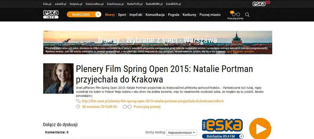 Dailymail -27.09.2015 Radio Eska 28.09.2015 http://warszawa.eska.