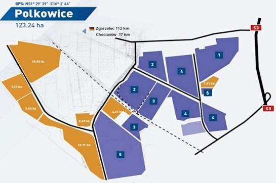 POLKOWICKA PODSTREFA I - w skład podstrefy wchodzą tereny zagospodarowane o powierzchni 86,99 ha oraz do zagospodarowania o powierzchni 37,99 ha.