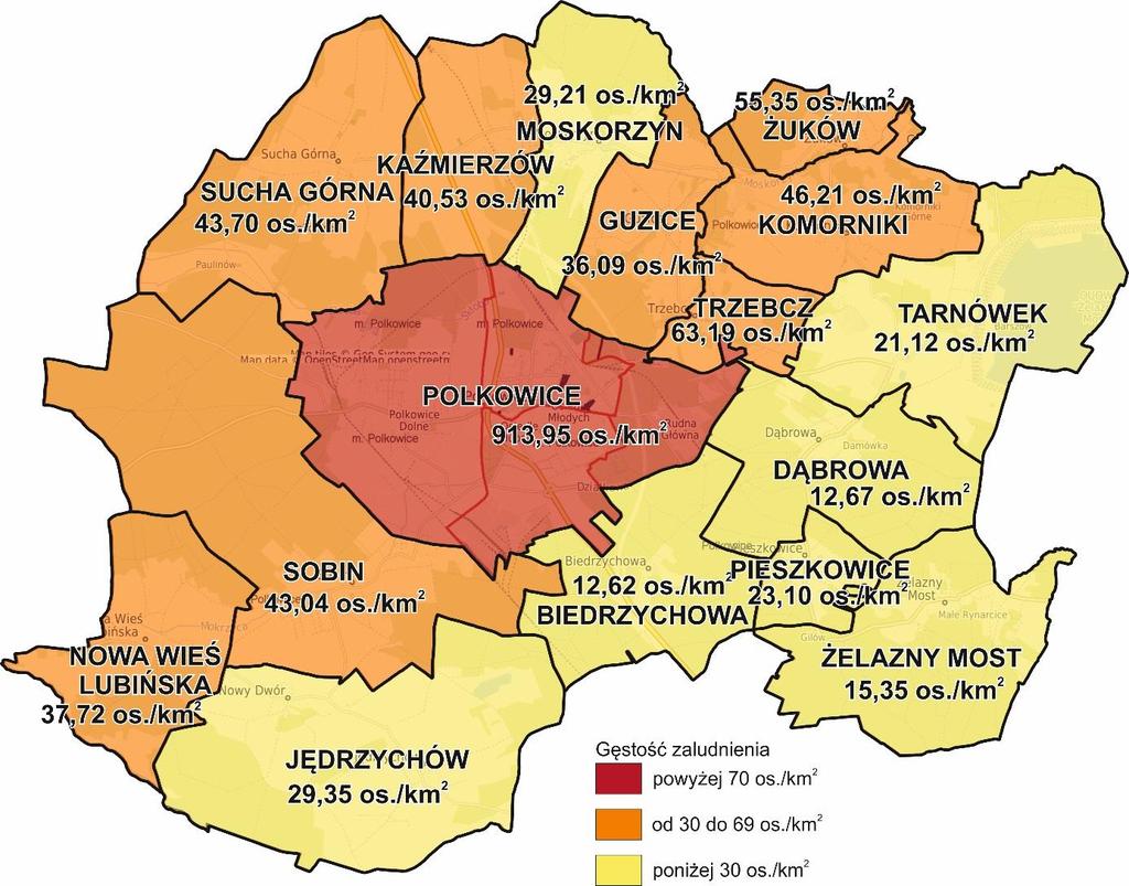 nasuwa się wniosek, że najintensywniej rozwijającymi się miejscowościami są te położone w najbliższym sąsiedztwie Polkowic, co wskazuje na silne powiązanie tych obszarów z miastem.