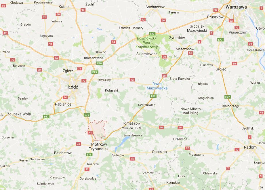 Gminny Program Rewitalizacji dla Gminy Moszczenica Ryc. 36. Położenie Gminy Moszczenica na tle sieci komunikacyjnej Źródło: www.google.