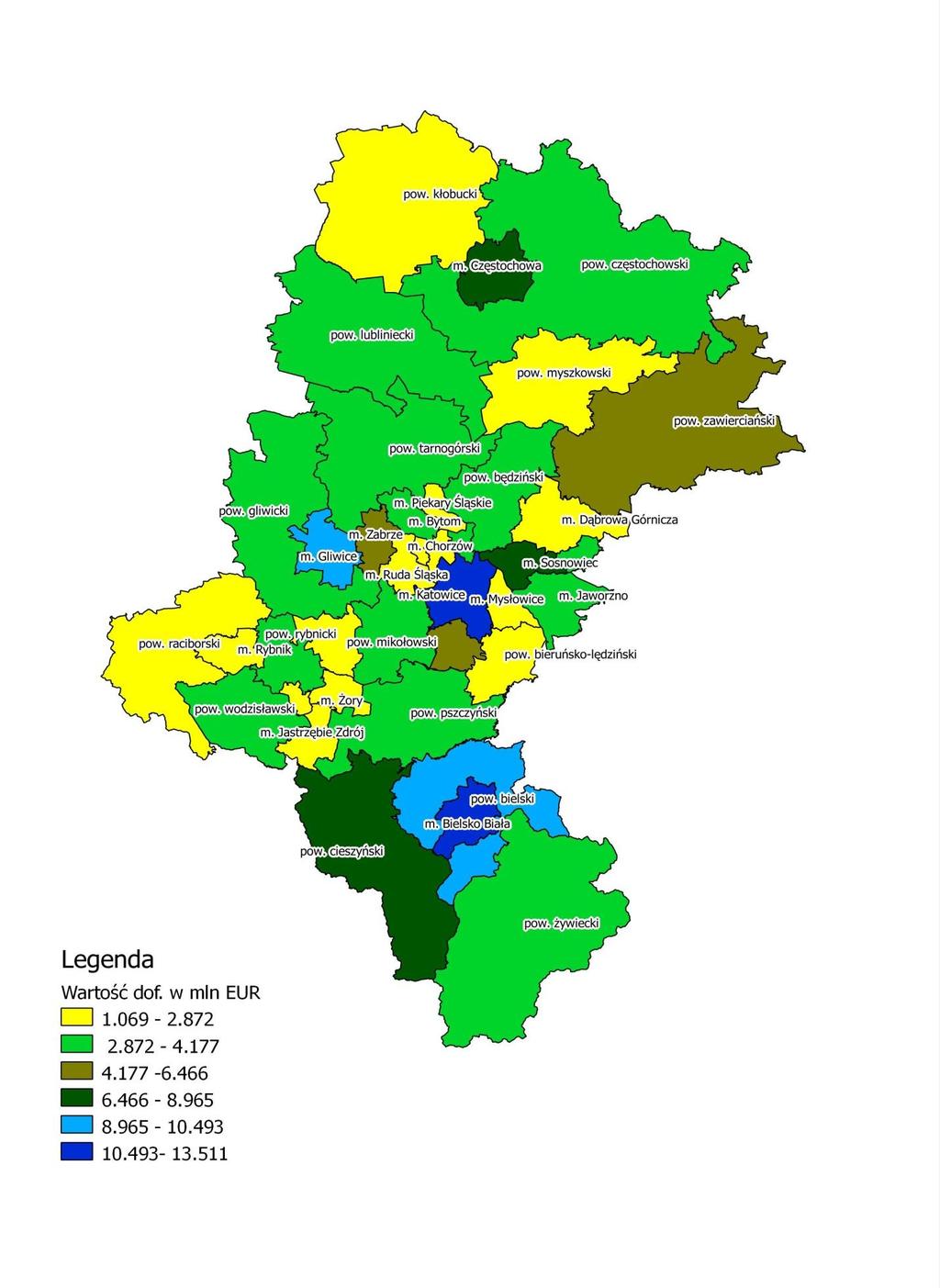 Rysunek nr 2 Wartość dofinansowania projektów realizowanych w ramach