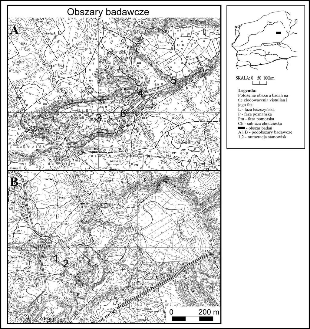 Źródło: Opracowanie własne na podstawie map topograficznych Wykonano analizę środowiska poprzez badania terenowe, dzięki którym zlokalizowano obszary poddane następnie szczegółowej analizie.