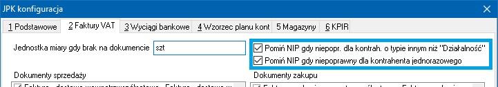 Użytkownik może zmodyfikować te ustawienia zaznaczając lub odznaczając podane definicje dokumentów. Pod prawym przyciskiem dostępne są również grupowe operacje dla tego okna.