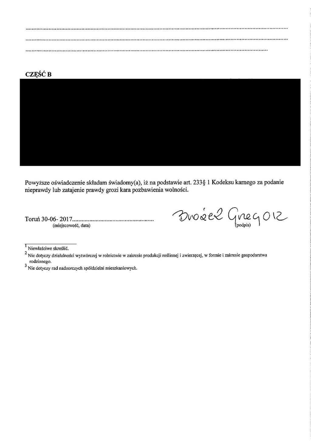 ... o o o o....... o... o.. o... o... o 000 o 00 o 000 000. o o. o o.................... CZĘŚĆ B Powyższe oświadczenie składam świadomy( a), iż na podstawie art.