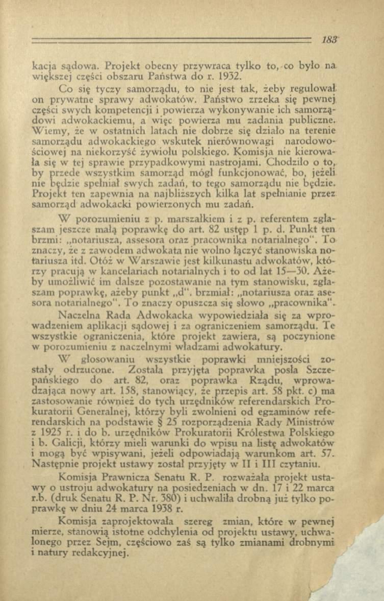 kacja sądow a. P ro jek t obecny przyw raca tylko to, co było na w iększej części ob szaru P aństw a do r. 1932.