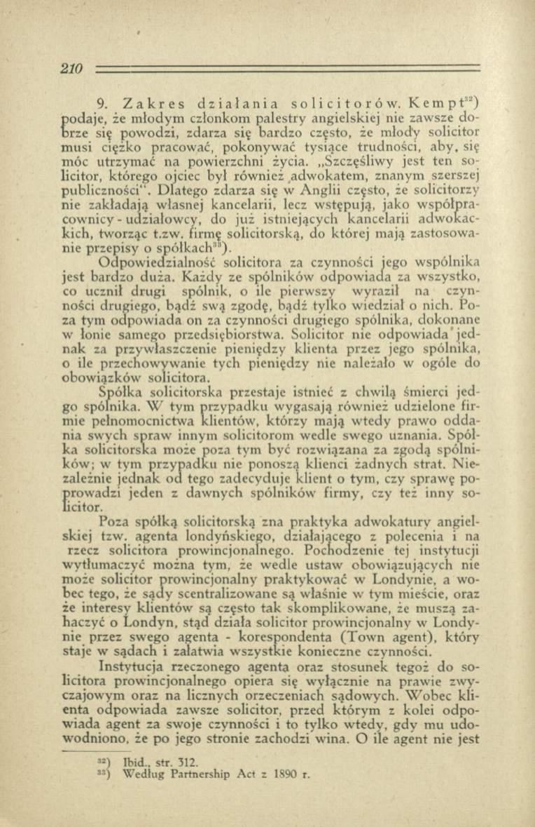 9. Zakres działania solicitorów.
