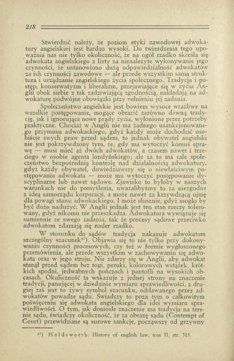 Stw ierdzić należy, że poziom etyki zaw odow ej adw o katu ry angielskiej jest bardzo w ysoki.