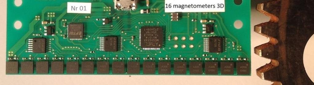 Nowe czujniki MPM (demonstrator technologii) Linijka magnetyczna - 16 magnetometrów