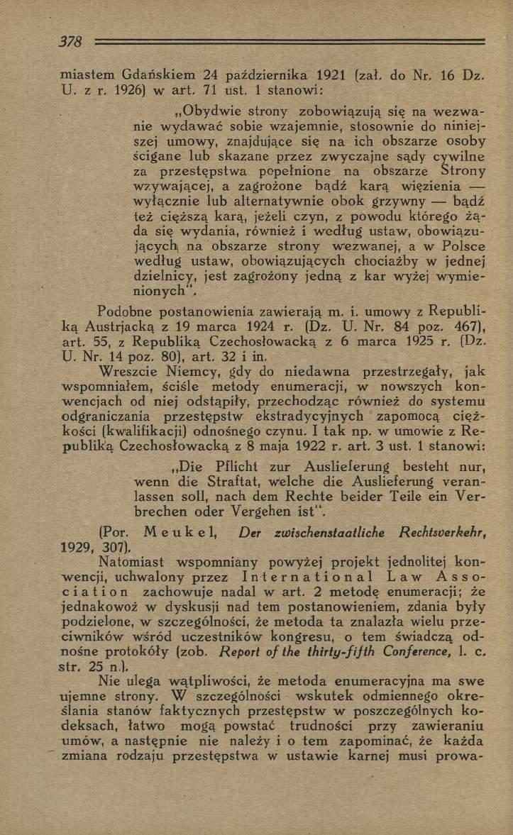 miastem Gdańskiem 24 października 1921 (zał, do Nr. 16 Dz. U. z r. 1926) w art. 71 ust.