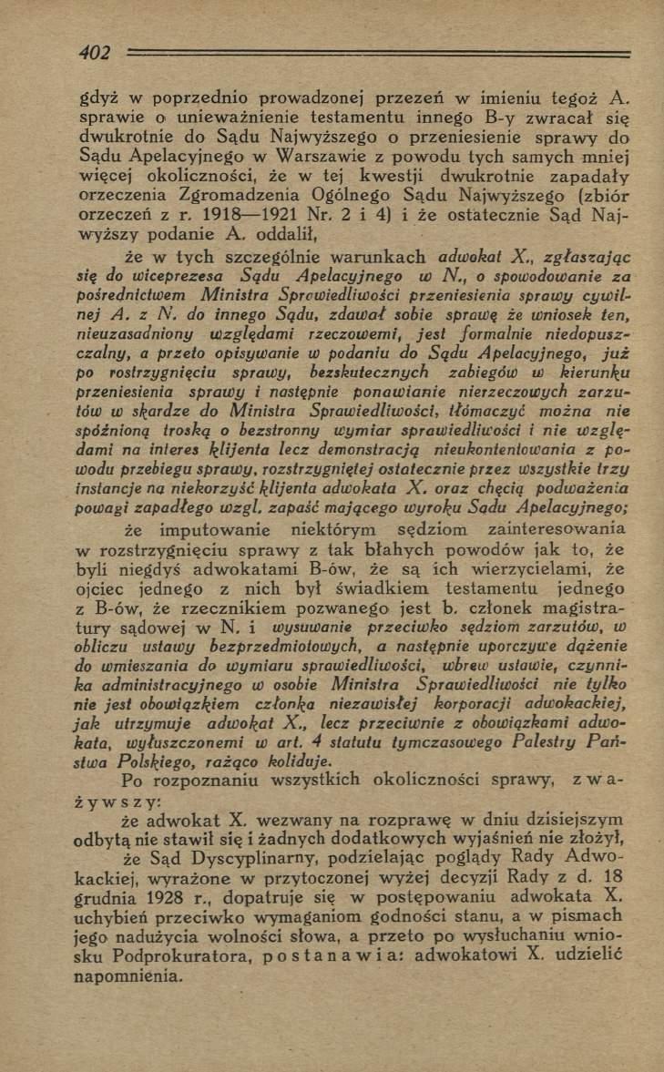 gdyż w poprzednio prowadzonej p rzezeń w imieniu tegoż A.