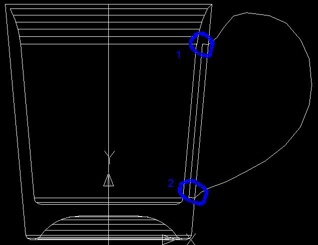 AutoCAD PL Ćwiczenie nr 6 38 3.17. Narysuj ścieżkę polilinią ( ) po której zostanie wyciągnięty przekrój ucha kubka.