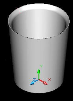 AutoCAD PL Ćwiczenie nr 6 50 3.31. Poleceniem przekręć ( ) o kąt 360 utwórz główny korpus kubka. Oś obrotu w tym przypadku stanowi oś Y globalnego układu współrzędnych.