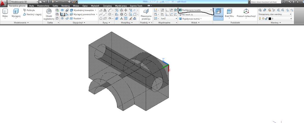 AutoCAD PL Ćwiczenie nr 6 7 1.10. Utwórz walec którego środek umieszczony jest w punkcie (1, 1, 0) o promieniu 0.5 mm i wysokości 5mm. 1.11.