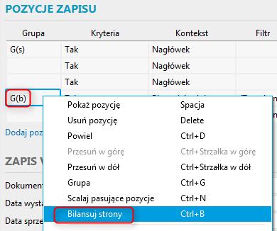 Wersja V8 Automatyczne bilansowanie zapisów księgowych (Ra) Dodano możliwość określenia w definicji schematu dekretacji, by grupa zapisów automatycznie była bilansowania różnicą między stronami