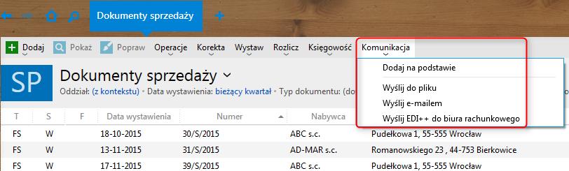 do przesyłania danych pomiędzy linią GT i nexo związanych z kartotekami kontrahentów/klientów, towarów/asortymentu oraz z dokumentami (podstawowe dane dokumentów handlowych,