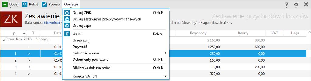 Znajdują się one w menu Operacje w module ZPiK.