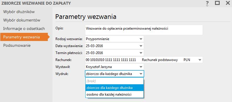 podmiotu oraz osoby wystawiającej dokument windykacyjny.