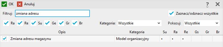 Dodano uprawnienia do zmiany domyślnego magazynu, oddziału, stanowiska kasowego w kontekście programu (Su, Ra, Re, Gr, Gs) Do listy uprawnień personelu dodano możliwość nadania uprawnień do zmiany