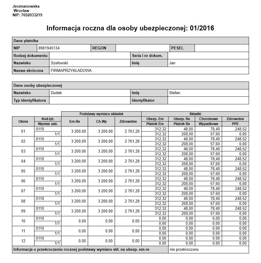 Informacja Roczna Dla Osoby Ubezpieczonej (RMUA) (Gr) W wersji 12 Gratyfikanta nexo umożliwiono wydrukowanie rocznej