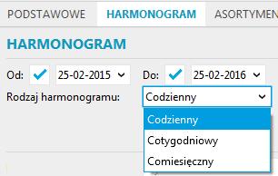 Harmonogram w tej sekcji istnieje możliwość określenia terminu obowiązywania promocji.
