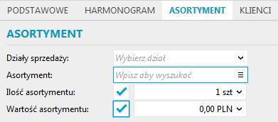 Jeśli zostanie wpisana minimalna ilość lub wartość asortymentu (bez określenia konkretnych towarów), wartości