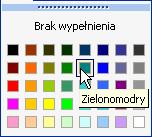 Naciśnij i trzymając klawisz [CTRL] zaznacz komórki od B20 do F20 oraz komórki D23 i E23. c. Kliknij przycisk listy rozwijalnej Kolor wypełnienia na pasku narzędzi Formatowanie. d. Wybierz kolor Zielonomodry.