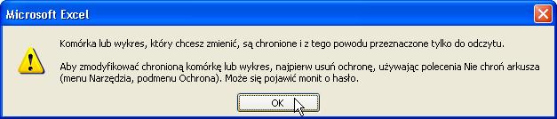 42 Arkusze kalkulacyjne i bazy danych DC Edukacja 2005 9. Kliknij komórkę E12. Wprowadź wartość podatku. Wyświetlony zostanie komunikat. Przeczytaj komunikat.