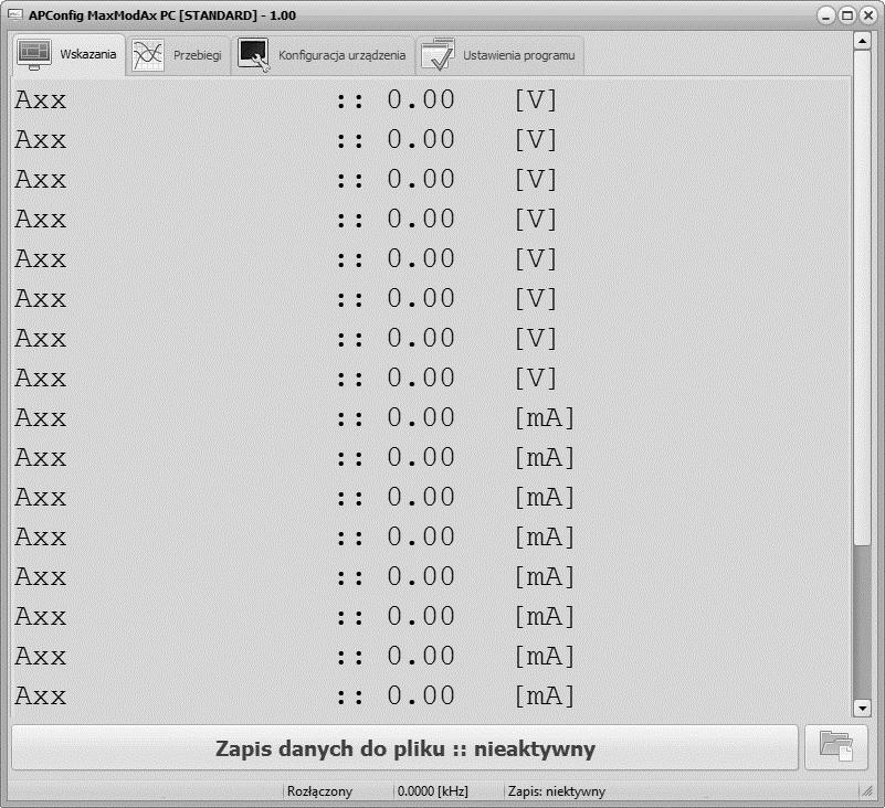 Oprogramowanie Oprogramowanie W komplecie z modułem MaxMod-Ax dostarczane jest darmowe oprogramowanie serwisowe - APConfig MaxModAx PC.
