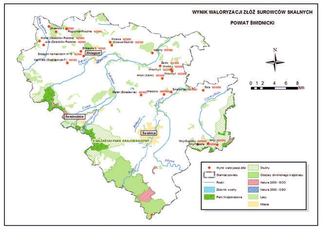 Wyniki waloryzacji złóż surowców skalnych w powiecie