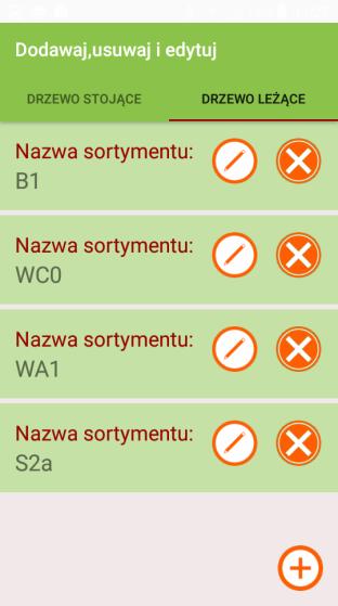 4. Aby dodać nowy sortyment/gatunek używamy symbolu Aby