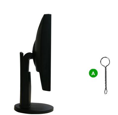 Połączenia Podstawa (typ HAS) A. Ogranicznik podstawy Mocowanie podstawy Ten monitor należy zamontować za pomocą podkładki montażowej 100 mm x 100 mm zgodnej ze standardem VESA.