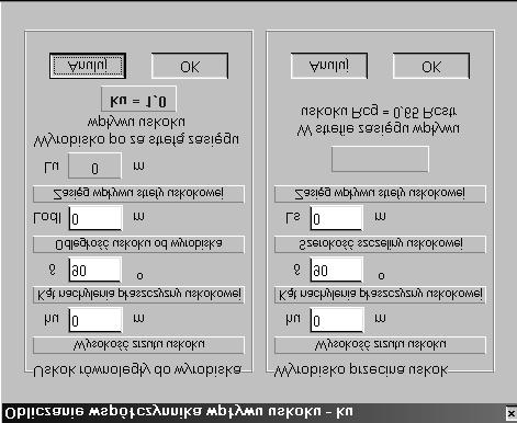248 Rys. 4. Panel programu OCG v1.52 pakiet danych dla obliczenia wpływu uskoku na wartość obciążenia obudowy 4.
