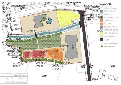 w Lubczy z dostosowaniem do architektury projektowanego terenu; wykonanie nawierzchni utwardzonej projektowanych terenów jezdnych z kostki brukowej na działce nr 1606, 1607/2 wraz z zaprojektowaniem