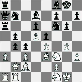1728.Obrona francuska [C16] WIM Kertesz (Węgry) Enevoldsen (Dania) 1.e4 e6 2.d4 d5 3.Sc3 Gb4 4.e5 Gc3 5.bc3 c5 6.Sf3 c4 7.Ge2 Se7 8.0 0 Sd7 9.Se1 Sf8 10.f4 Sfg6 11.Sf3 Sf5 12.He1 h5 13.g3 Sh6 14.
