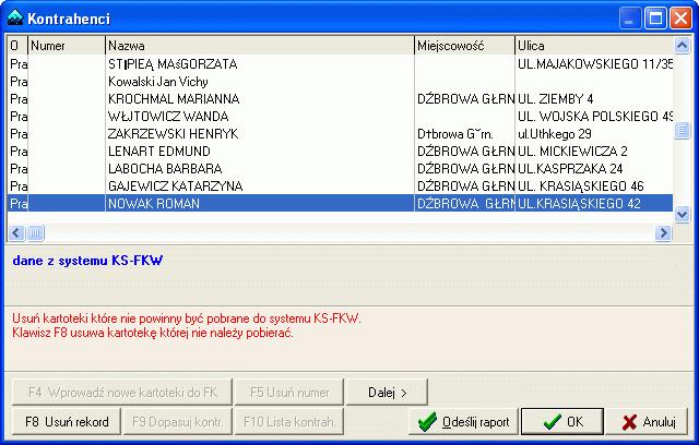 SP Wybierz - wyświetli się lista dokumentów przekazanych w tym raporcie. Rys. 20. Synchronizacja kontahentów.