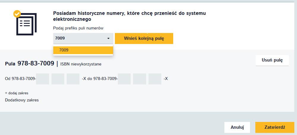 Metadane pobrane z BN mają niebieską ikonę przez 2 tygodnie, po tym czasie staja się numerami zgłoszonymi. Pobierz dane z BN nie liczą się do statystyki wykorzystania.