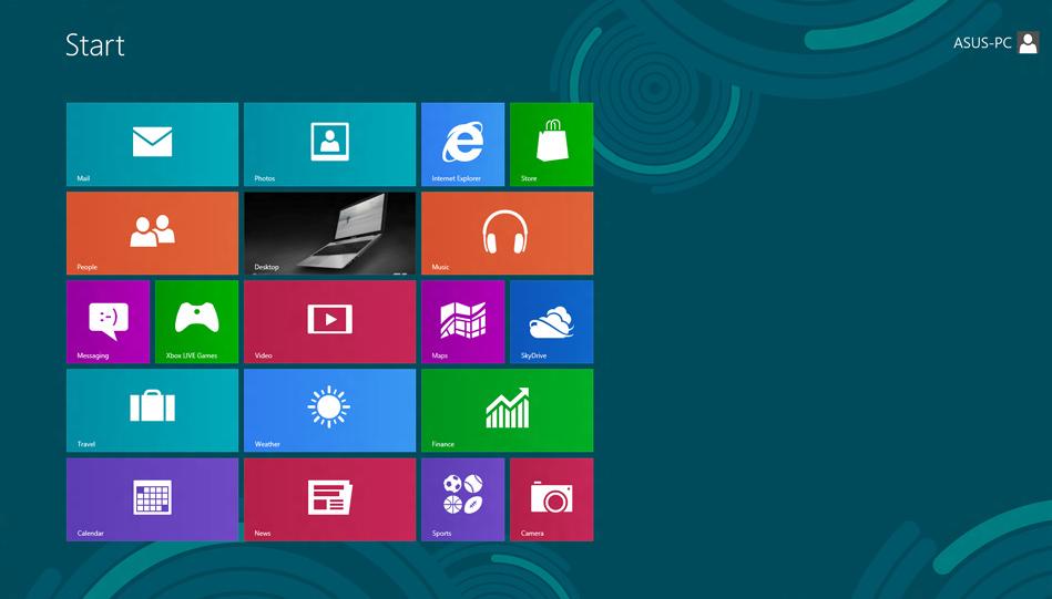 Interfejs użytkownika Windows Windows 8 jest dostarczany z interfejsem użytkownika (UI) wykorzystującym kafelki, co umożliwia organizację i łatwy dostęp do aplikacji Windows z ekranu Start.