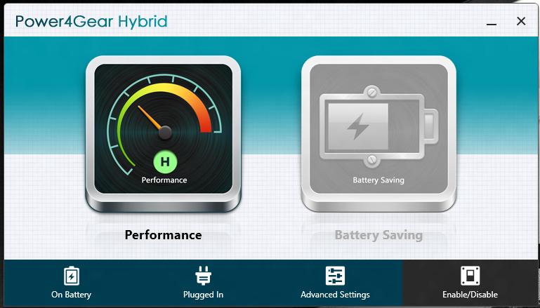 Power4Gear Hybrid Optymalizacja działania notebooka, z użyciem trybów oszczędzania energii w Power4Gear.