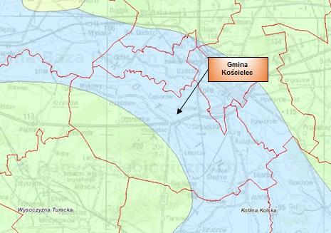 Według podziału fizycznogeograficznego Polski wg Kondrackiego (2002), Gmina Kościelec położona jest na terenie mezoregionów: Kotlina Kolska oraz Wysoczyzna Turecka.