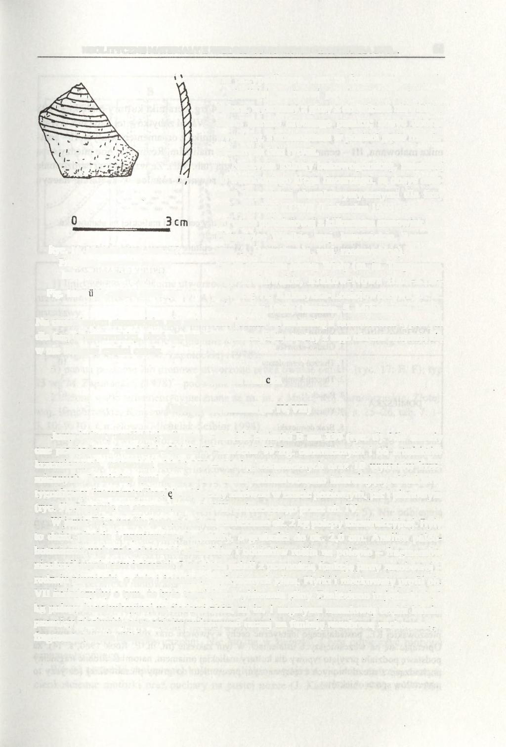 NEOLITYCZNE MATERIAŁY Z WIELOKULTUROWEGO STANOWISKA 27(1)... 61 Ryc. 16. Michałowice, stan. 27. Fragment naczynia kultury bukowogórskiej z ob. IV. Fig. 16. Bükk culture sherd, pit IV. się przypadkowo.