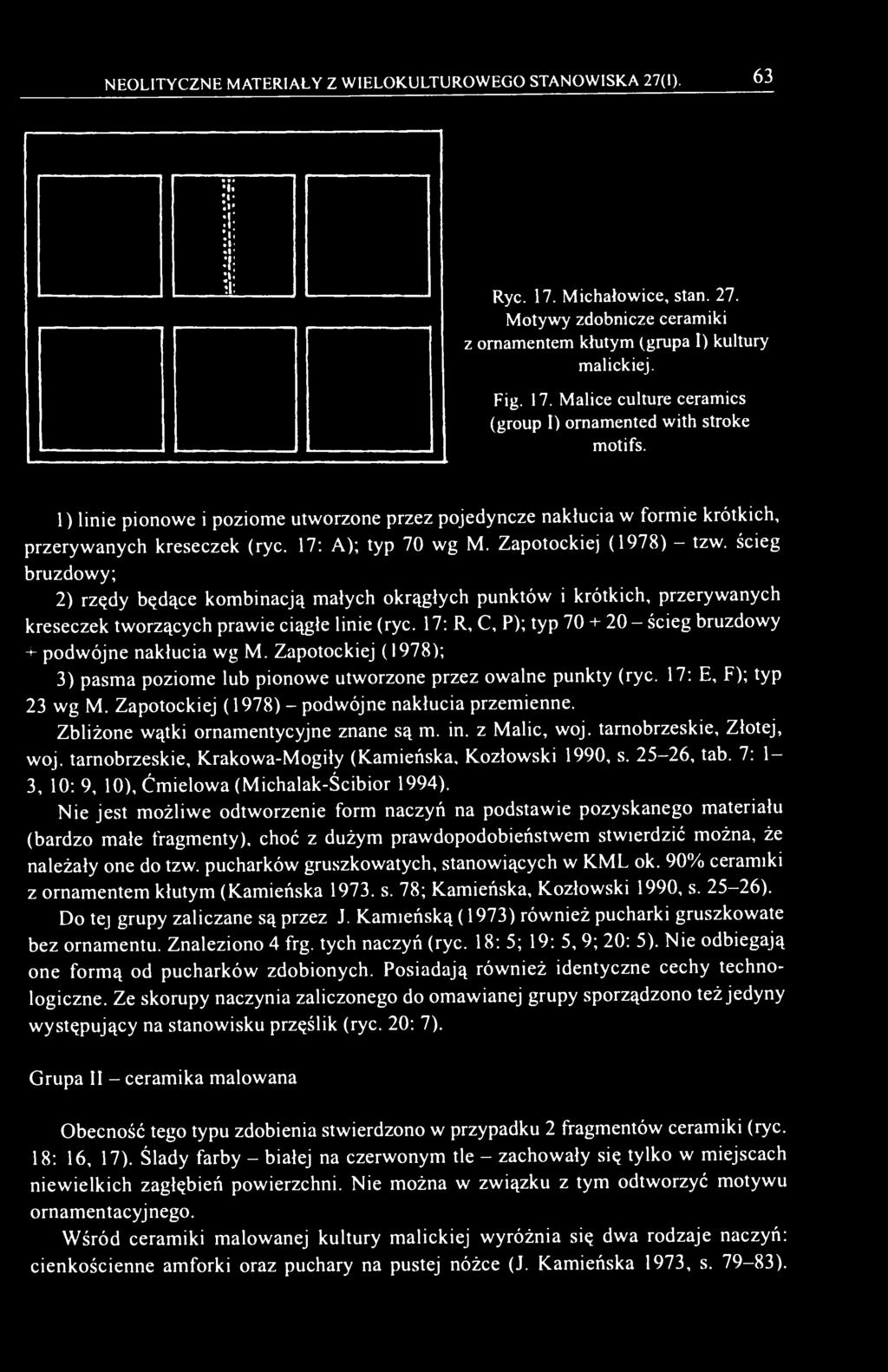 ścieg bruzdowy; 2) rzędy będące kombinacją małych okrągłych punktów i krótkich, przerywanych kreseczek tworzących prawie ciągłe linie (ryc.