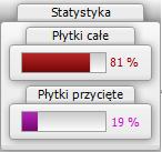 9. Dokumentacja techniczna płytek W zakładce Dokumentacja można podświetlić poszczególne obszary, na których znajdują się płytki: o powierzchni mniejszej niż x%, przycięte, całe lub wszystkie użyte.